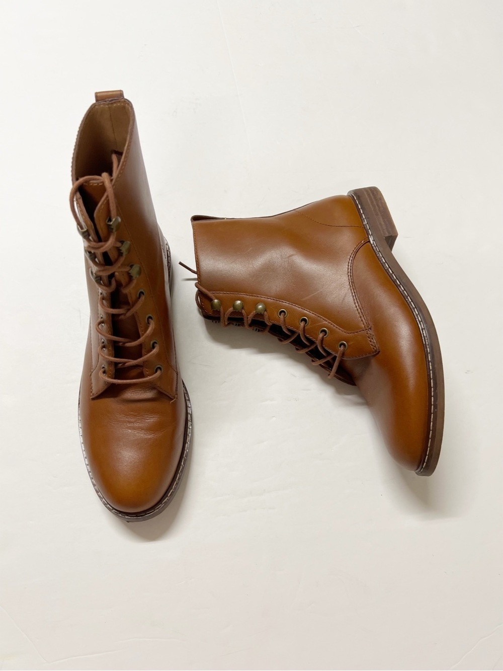 Madewell Womens Dried Maple Brown The Kellie Lace Up Combat Inspired Boot Size 9